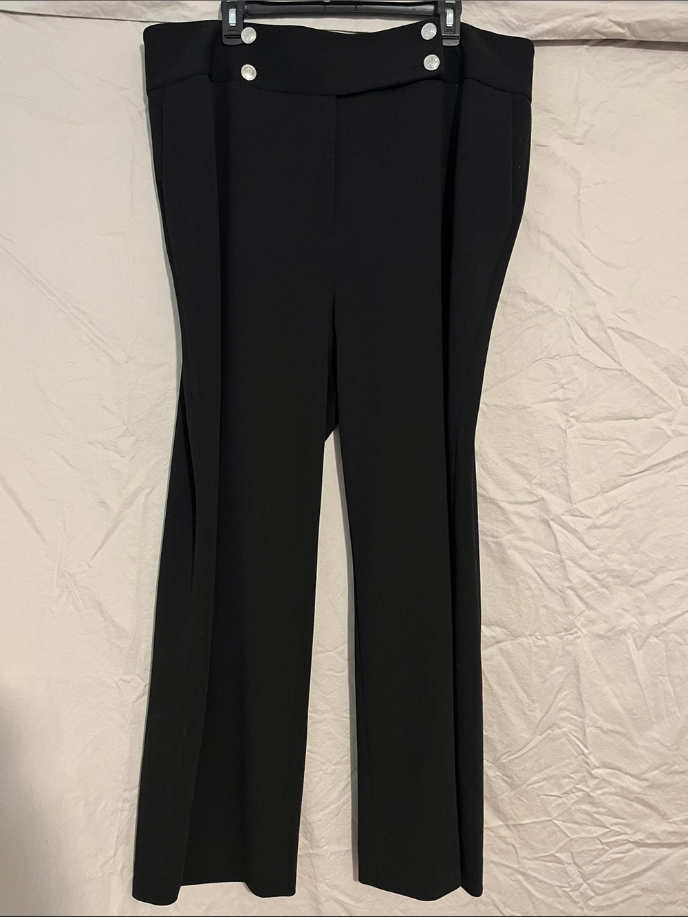 Calvin Klein Black High-Waist Boot-Cut Pants with Silver Accent Buttons